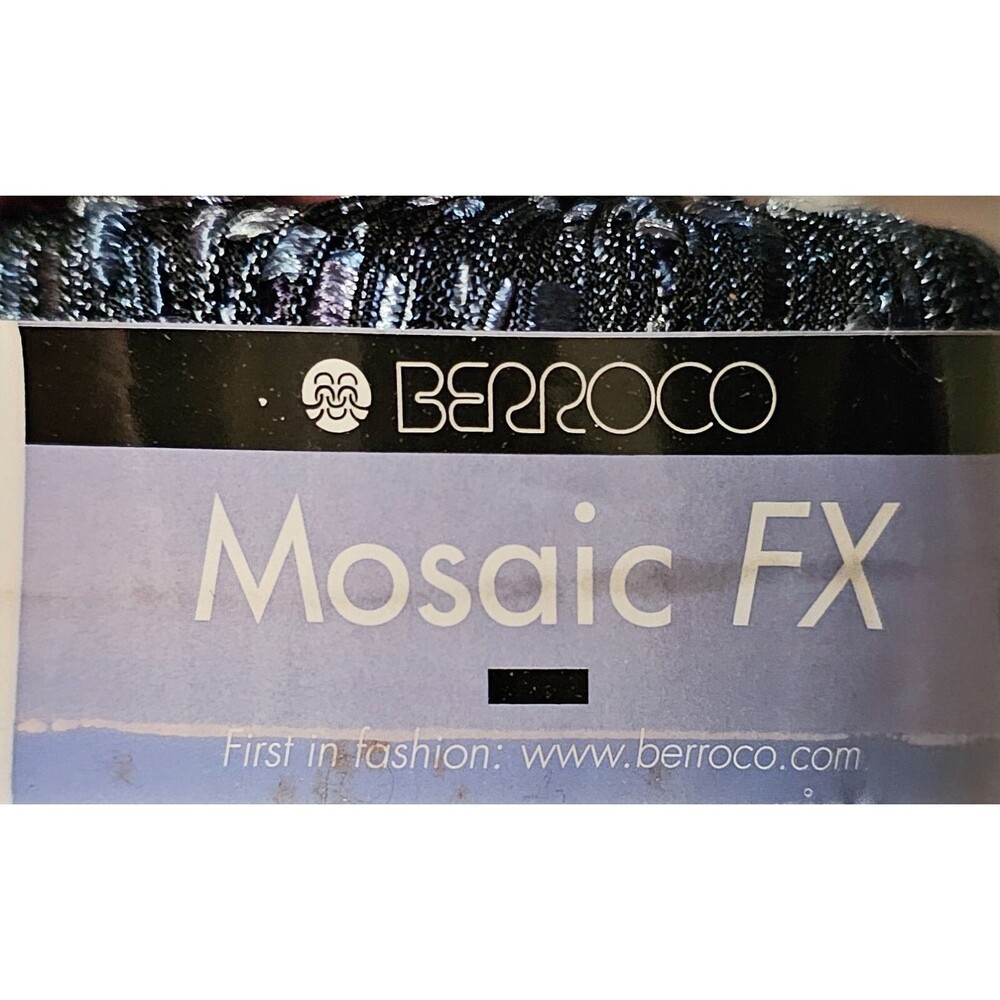 Berroco Mosaic FX Ribbon Yarn Crochet One  greens Black Silver Noir Color 4677